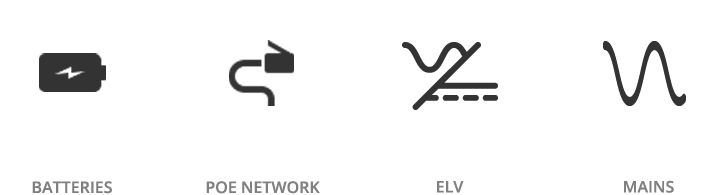 Power supply Cristalys icons-power-elv-mains-battery-poe
