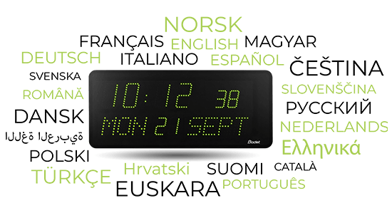 Multilingual led clock