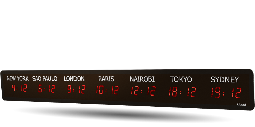 Style Mondiale - Reloj con multiples husos horarias LED style 7 ciudades rojo v2