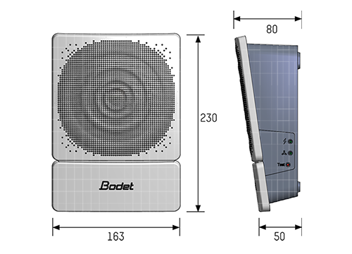 Dimensions of the Harmonys indoor wall-mounted speaker