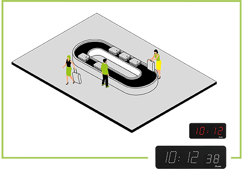 Clocks for baggage reclaim areas